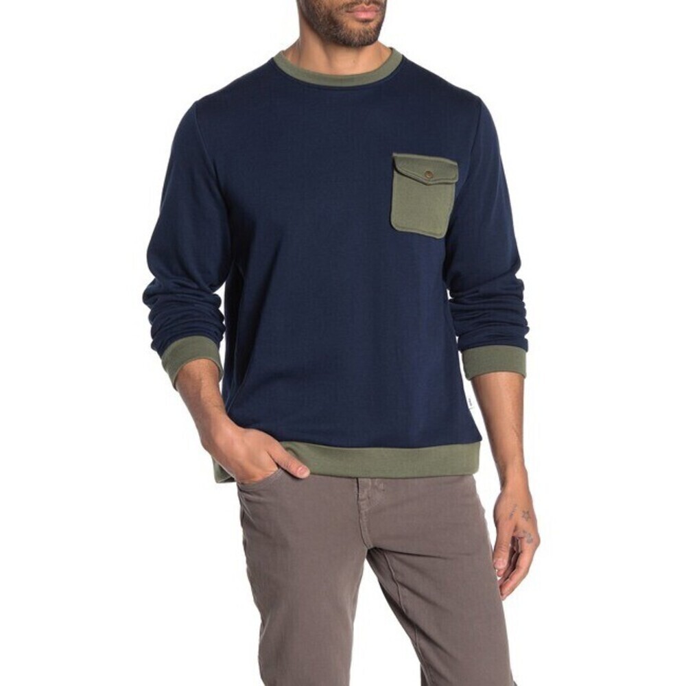 Onia Men's Hudson Crewneck Colorblock Sweatshirt In Navy Size L